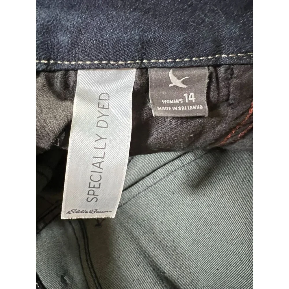 Eddie Bauer Slightly Curvy Jeans Sz 14 Womens Slim Straight  Dark Wash - Picture 6 of 12